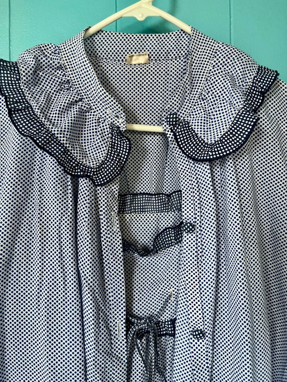 Women’s Blue Dot Print Nightgown with Matching Robe